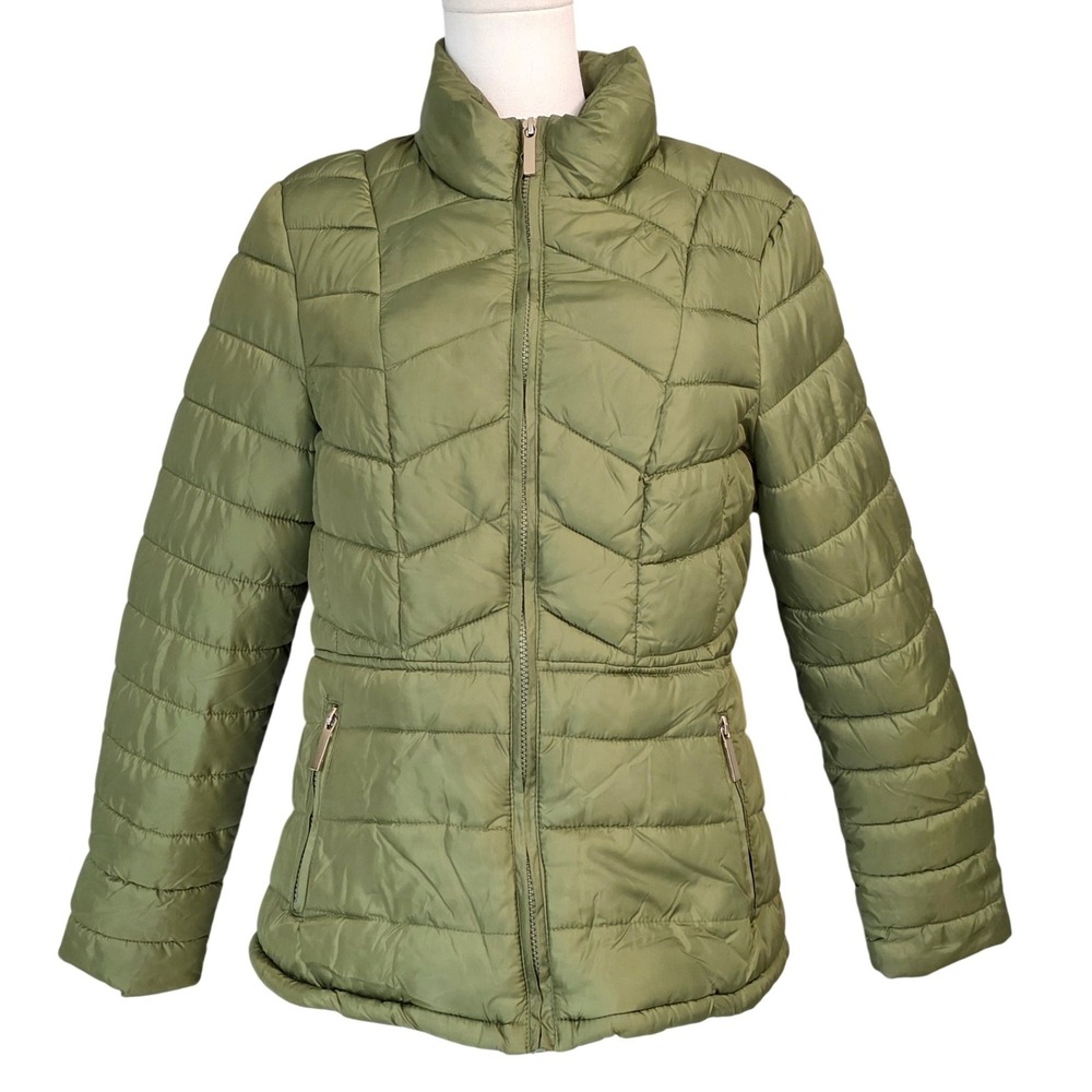 Ci Sono Los Angeles Olive Green Puffer Jacket Womens Medium NYJK294 Quilted Coat